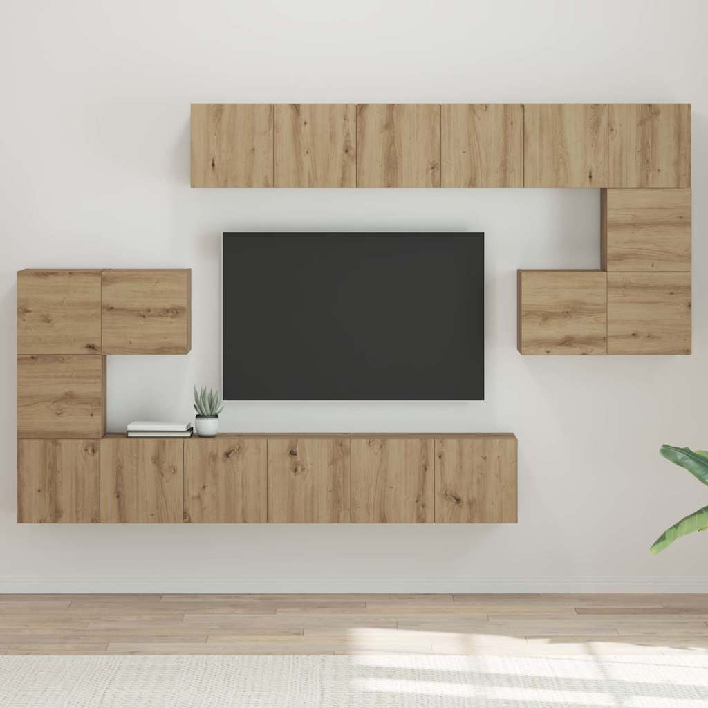 Set mobile TV 10 pz Rovere artigianale Legno ingegnerizzato