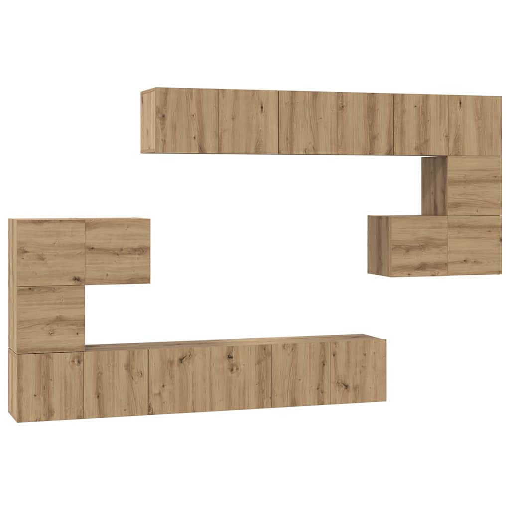 Set mobile TV 10 pz Rovere artigianale Legno ingegnerizzato