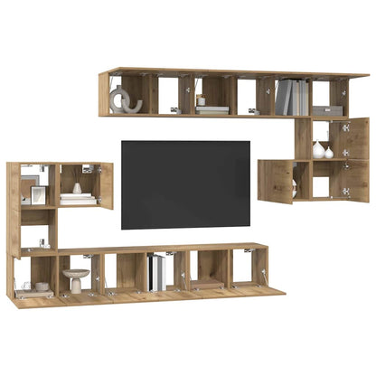 Set mobile TV 10 pz Rovere artigianale Legno ingegnerizzato