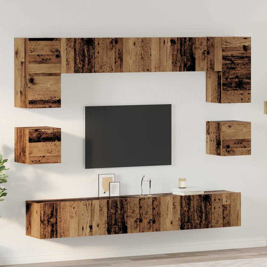 Set mobile TV 8 pcs Legno vecchio Legno multistrato | homemem39