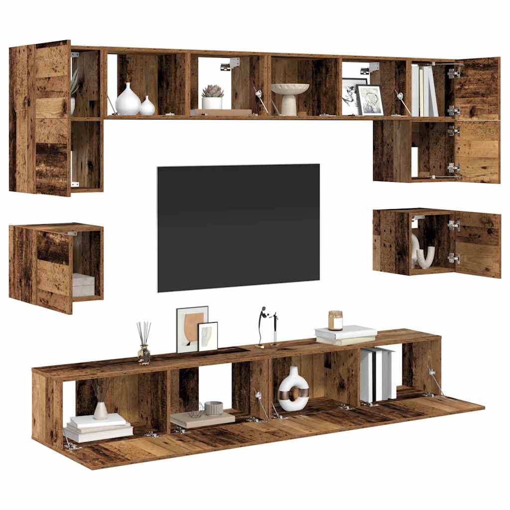 Set mobile TV 8 pcs Legno vecchio Legno multistrato