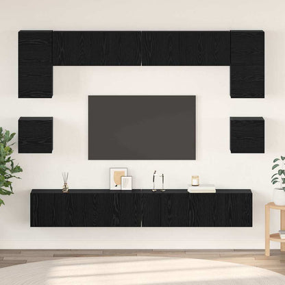 Set mobile TV 8 pcs Rovere Nero Legno multistrato | homemem39