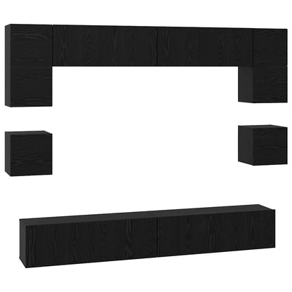 Set mobile TV 8 pcs Rovere Nero Legno multistrato