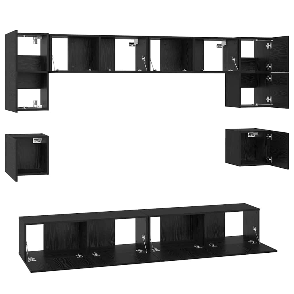 Set mobile TV 8 pcs Rovere Nero Legno multistrato