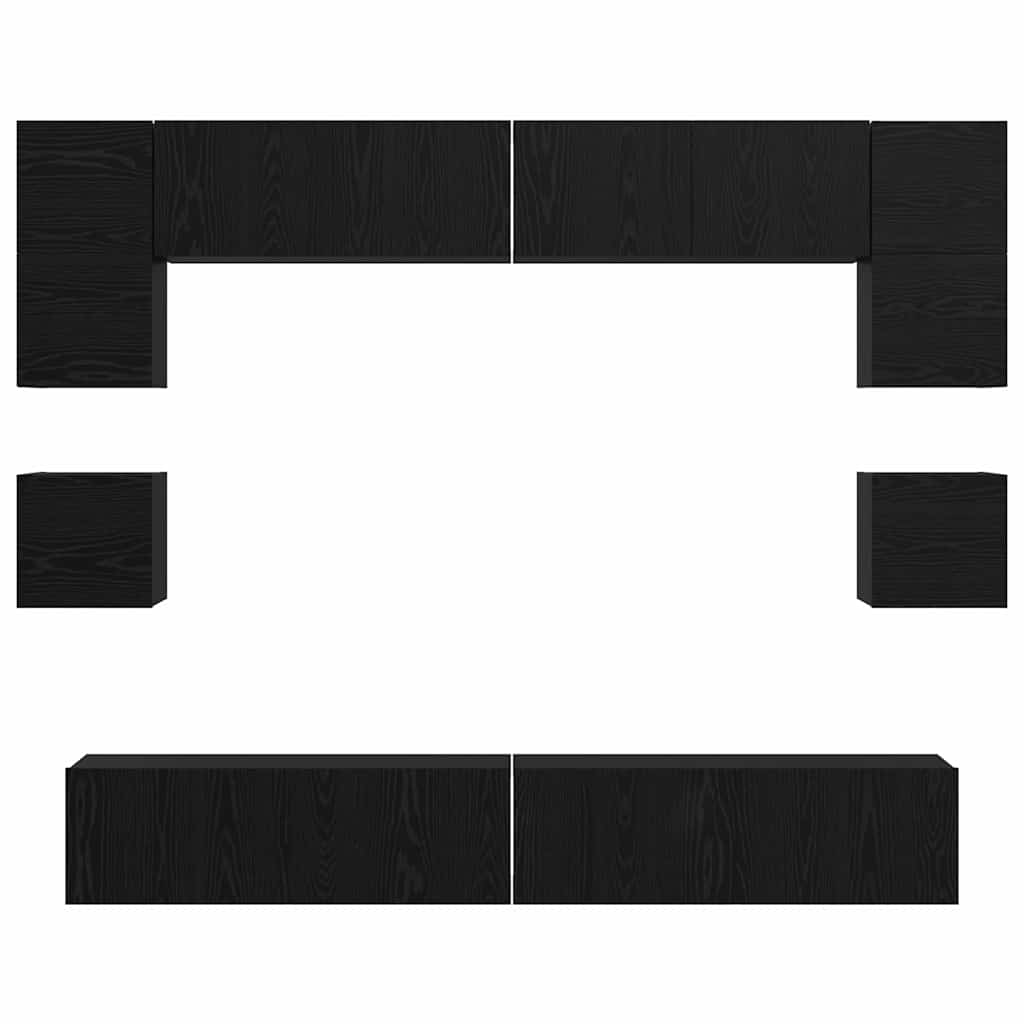 Set mobile TV 8 pcs Rovere Nero Legno multistrato | homemem39