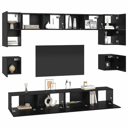Set mobile TV 8 pcs Rovere Nero Legno multistrato | homemem39