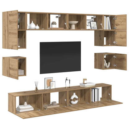 Set mobile TV 8 pcs Rovere artigianale Legno multistrato