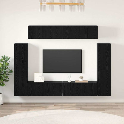 Set mobile TV 8 pcs Rovere nero Legno multistrato