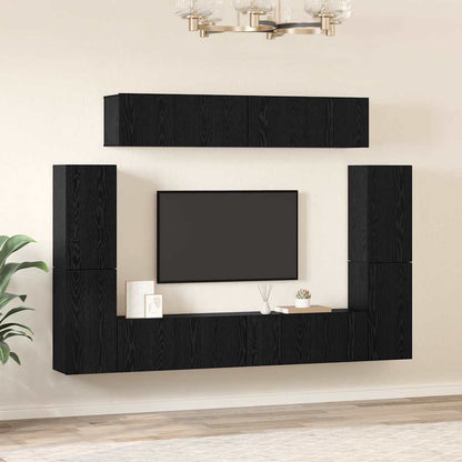 Set mobile TV 8 pcs Rovere nero Legno multistrato