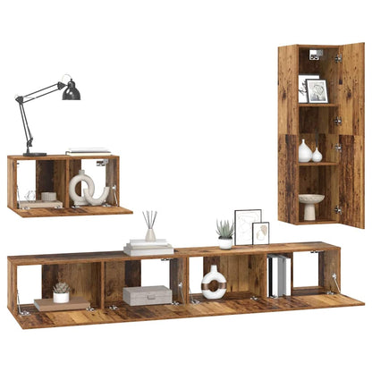 Set mobile TV 4 pcs Legno vecchio Legno multistrato