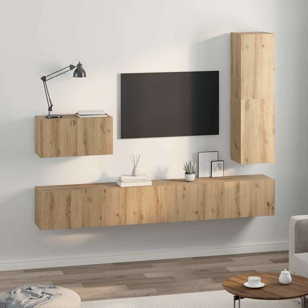 Set mobile TV 4 pcs Rovere artigianale Legno multistrato