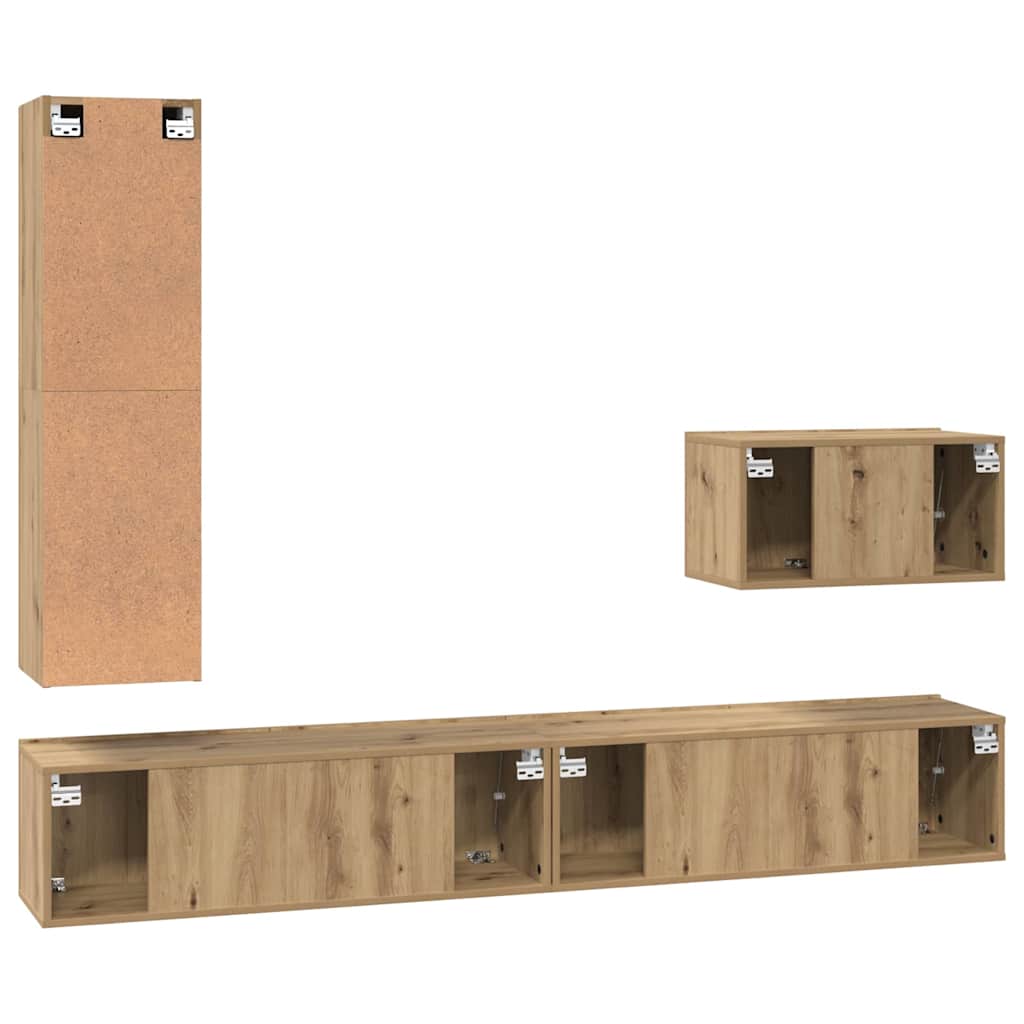 Set mobile TV 4 pcs Rovere artigianale Legno ingegnerizzato