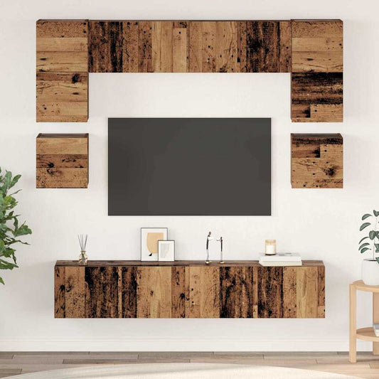 Set mobile TV 8 pcs Legno vecchio Legno multistrato | homemem39