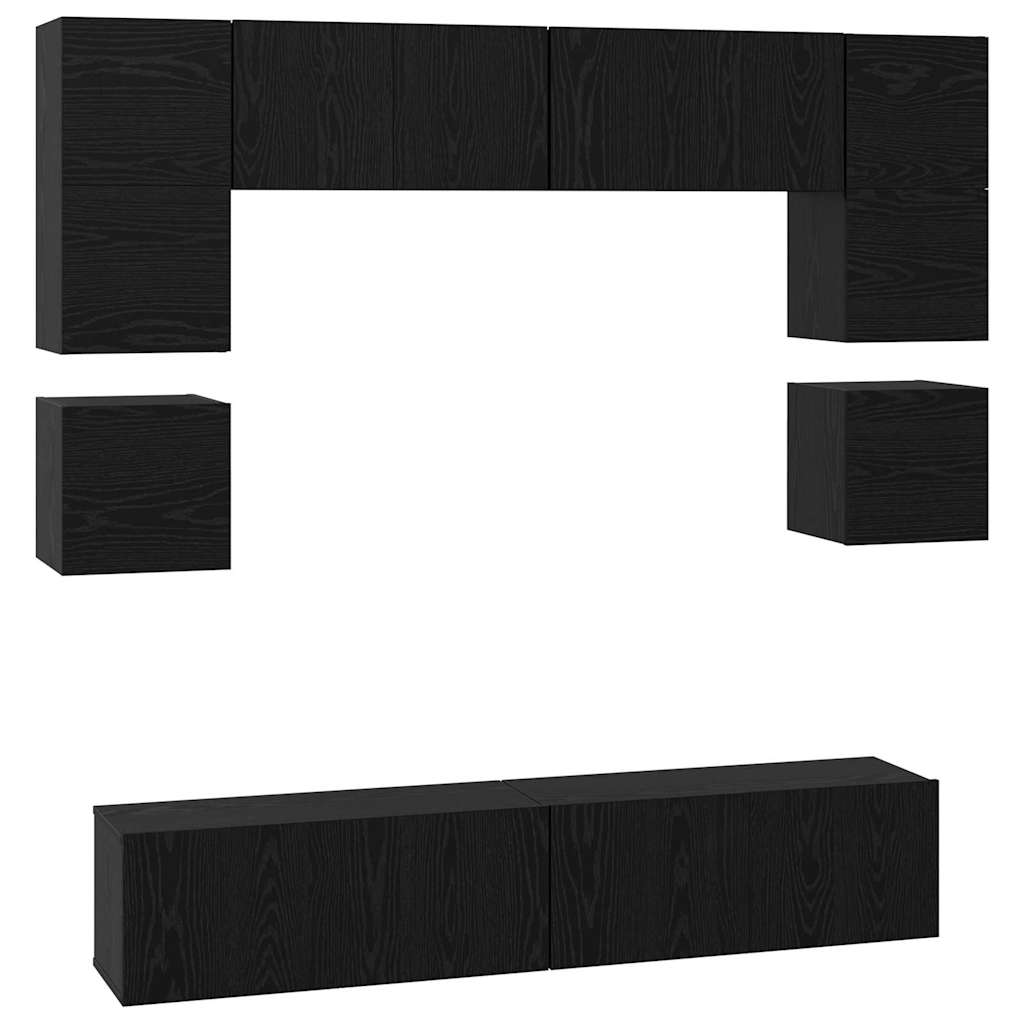 Set mobile TV 8 pcs Rovere Nero Legno multistrato | homemem39