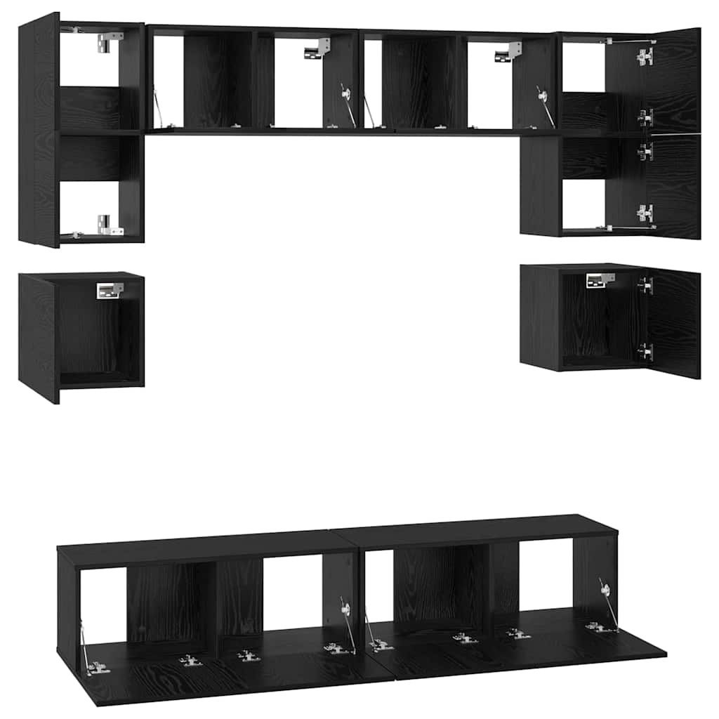 Set mobile TV 8 pcs Rovere Nero Legno multistrato