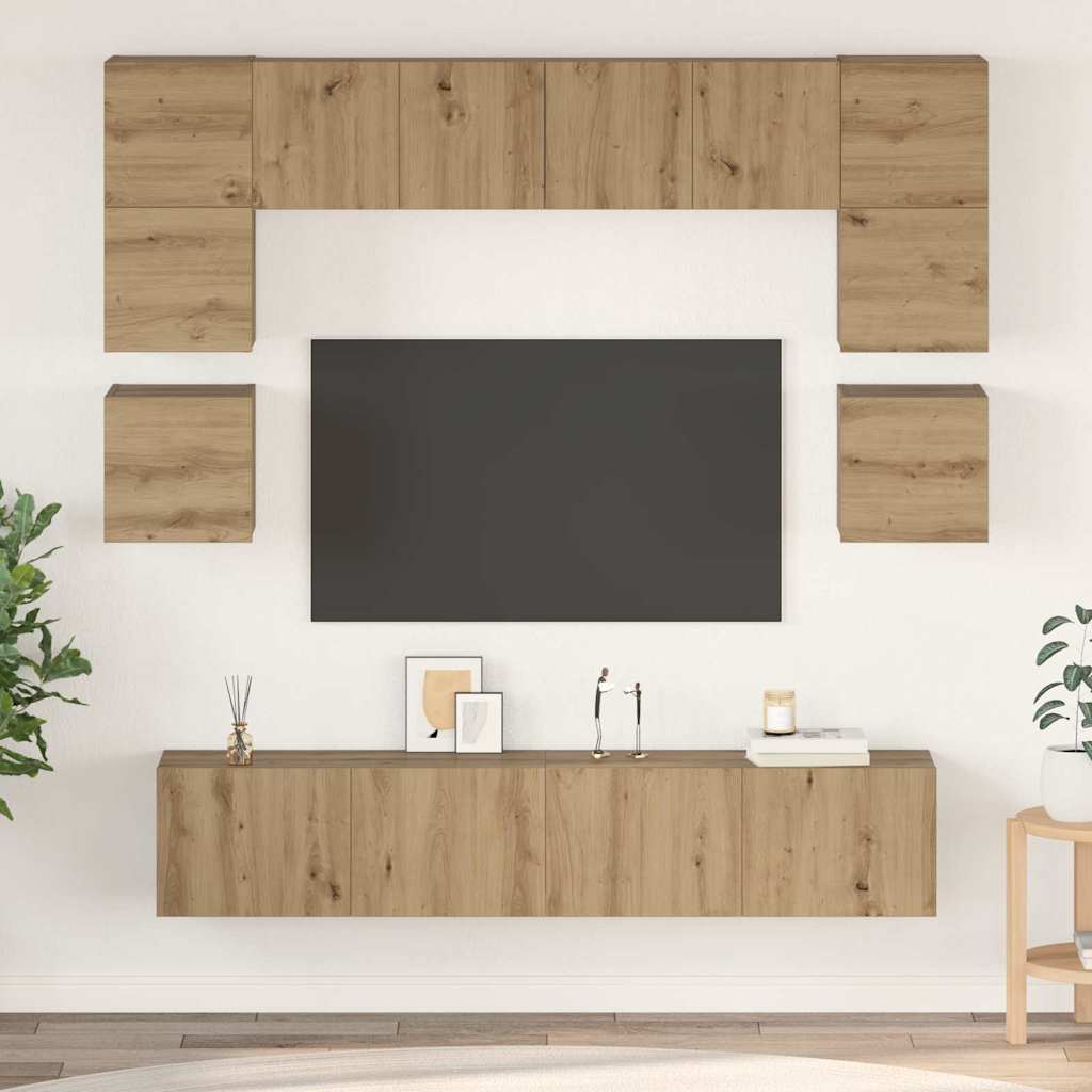 Set mobile TV 8 pcs Rovere artigianale Legno multistrato