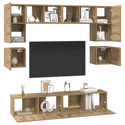 Set mobile TV 8 pcs Rovere artigianale Legno multistrato