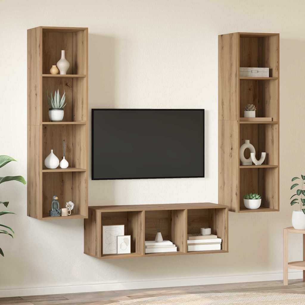 Set mobile TV 3 pcs Rovere artigianale Legno multistrato