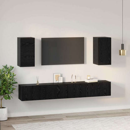 Mobile TV da Parete 3 pcs Rovere Nero Legno multistrato | homemem39