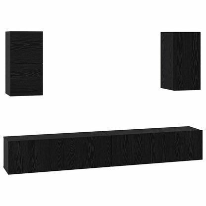 Mobile TV da Parete 3 pcs Rovere Nero Legno multistrato