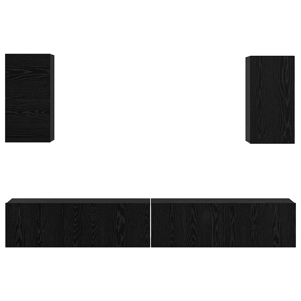 Mobile TV da Parete 3 pcs Rovere Nero Legno multistrato | homemem39