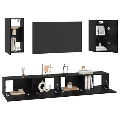 Mobile TV da Parete 3 pcs 100 x 30 x 30 cm Rovere Nero
