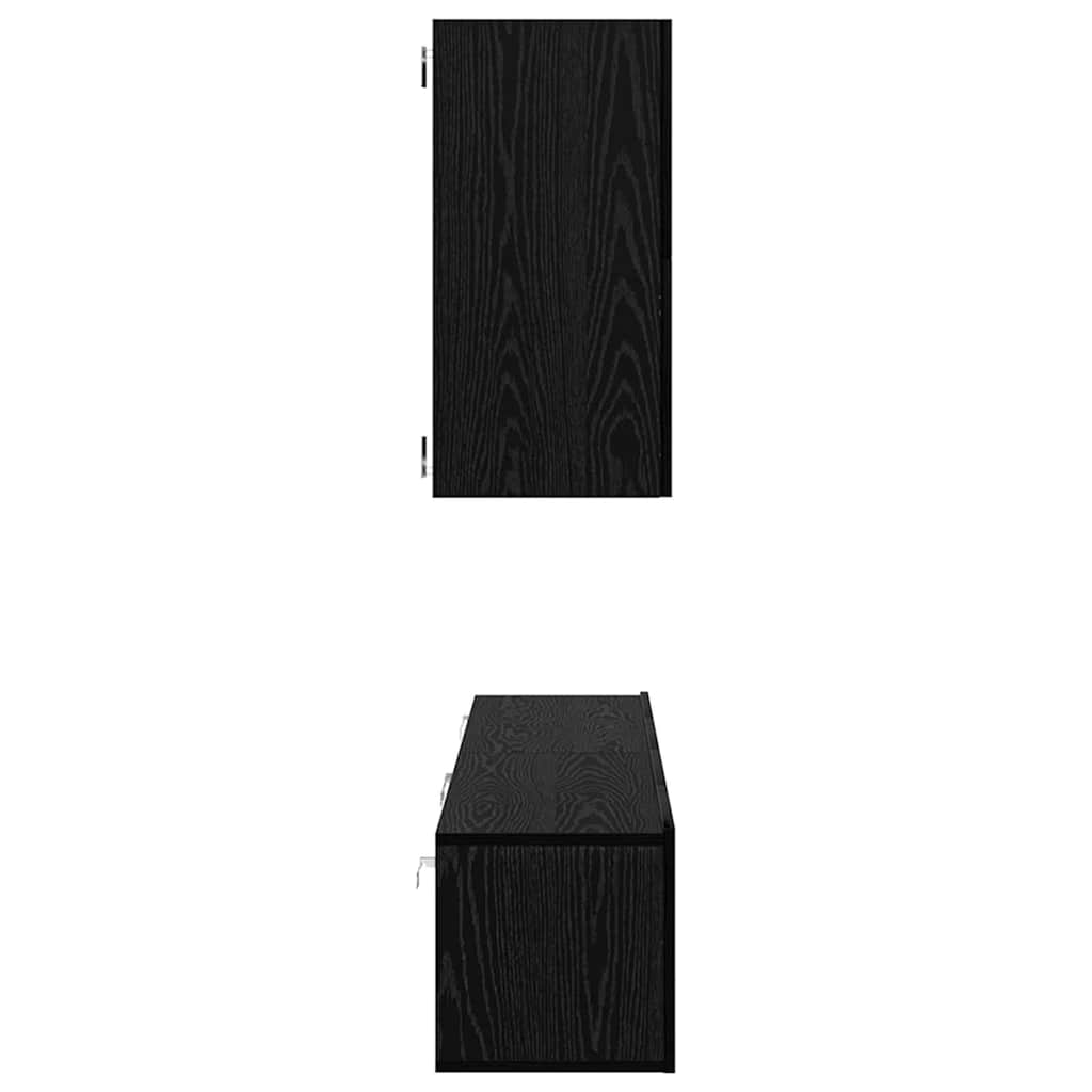 Mobile TV da Parete 3 pcs Rovere Nero Legno multistrato | homemem39