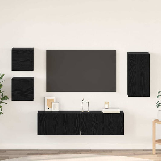 Set mobile TV 5 pcs Rovere Nero Legno multistrato