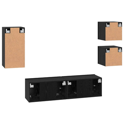 Set mobile TV 5 pcs Rovere Nero Legno multistrato