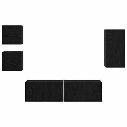 Set mobile TV 5 pcs Rovere Nero Legno multistrato | homemem39