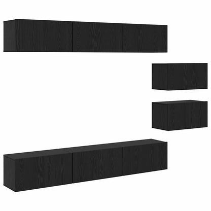 Set mobile TV Montaggio a parete Rovere Nero Legno multistrato