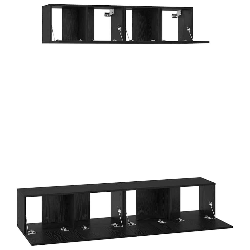 Set mobile TV 4 pcs Rovere Nero Legno multistrato