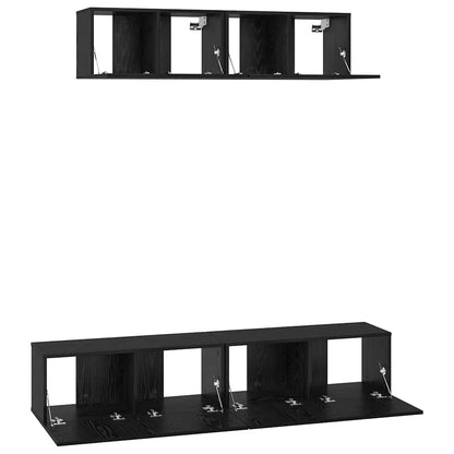 Set mobile TV 4 pcs Rovere Nero Legno multistrato