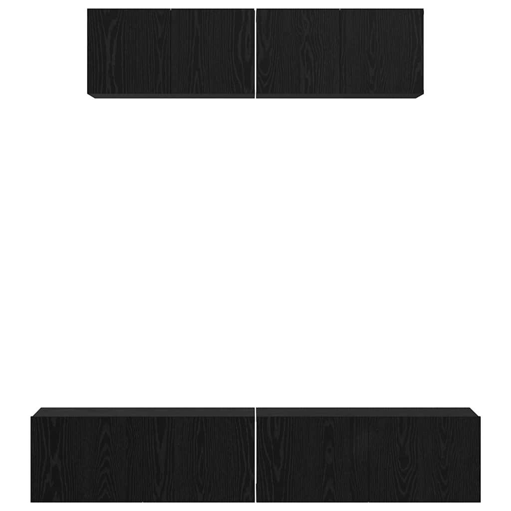Set mobile TV 4 pcs Rovere Nero Legno multistrato