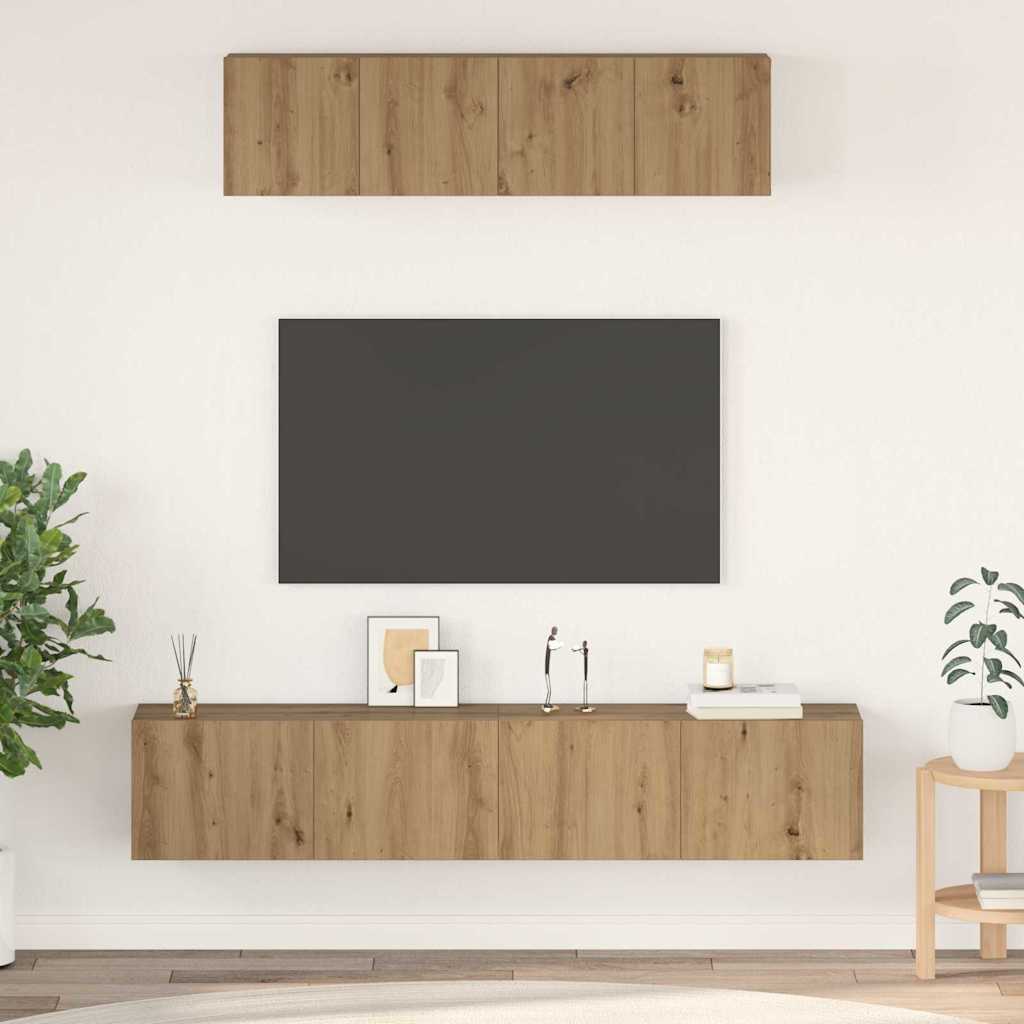 Set mobile TV 4 pcs Rovere artigianale Legno multistrato