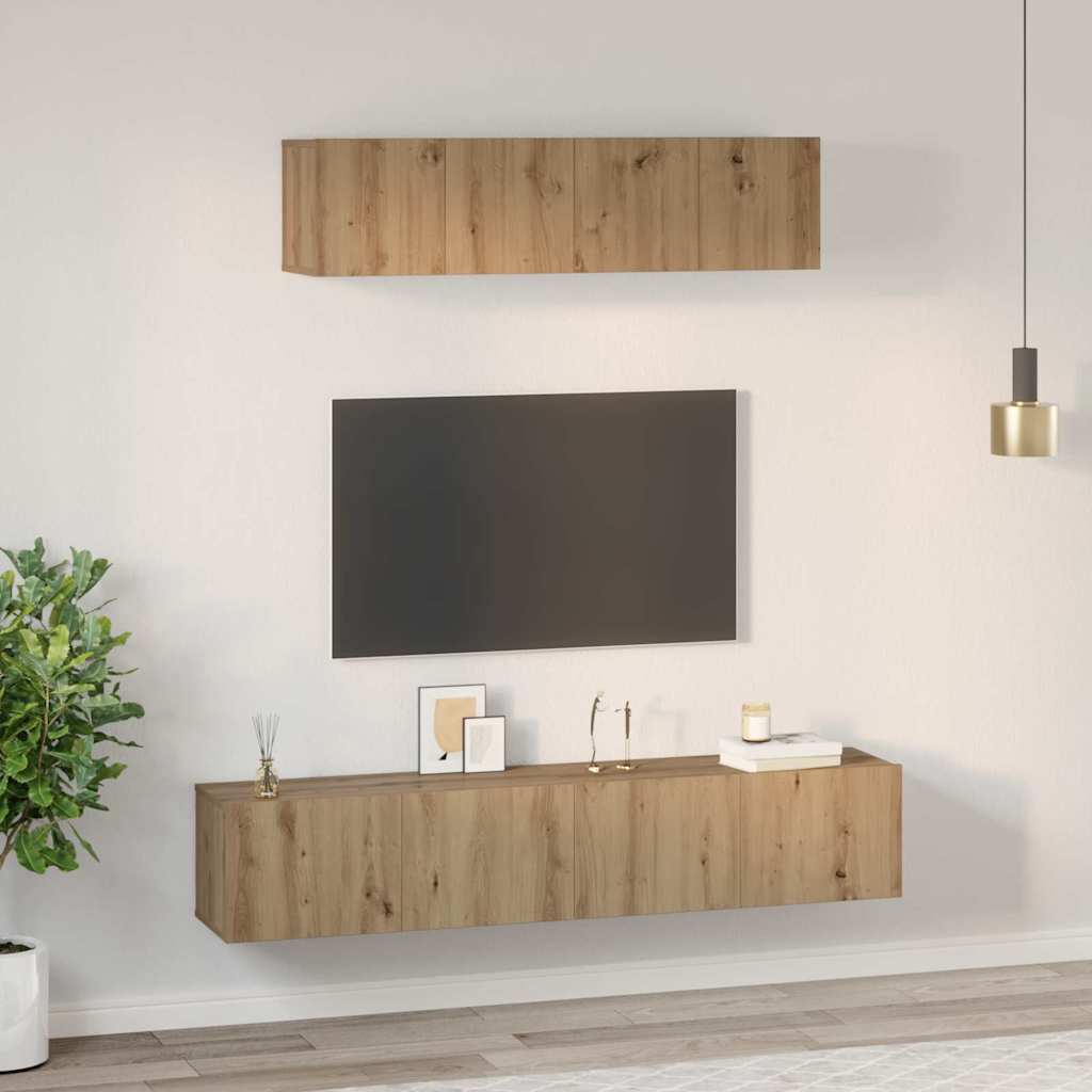 Set mobile TV 4 pcs Rovere artigianale Legno multistrato
