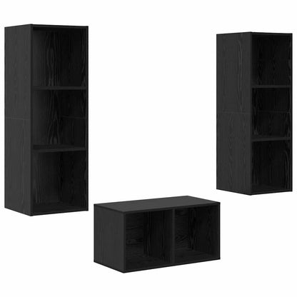 Set mobile TV Rovere Nero 37 x 37 x 107 cm Legno multistrato