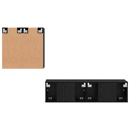 Set mobile TV Montaggio a parete Rovere Nero Legno multistrato