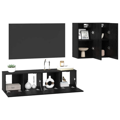 Set mobile TV Montaggio a parete Rovere Nero Legno multistrato