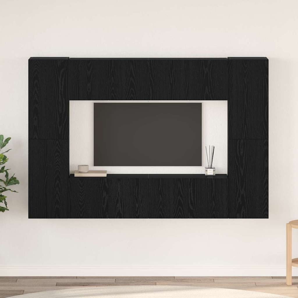 Set mobile TV Montaggio a parete Rovere Nero Legno multistrato