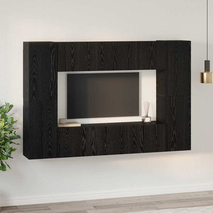 Set mobile TV Montaggio a parete Rovere Nero Legno multistrato