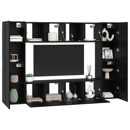 Set mobile TV Montaggio a parete Rovere Nero Legno multistrato