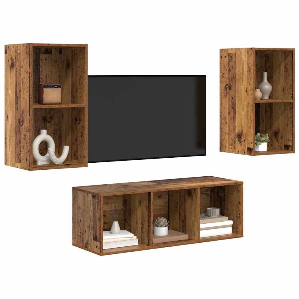 Set mobile TV 3 pcs Legno vecchio Legno multistrato