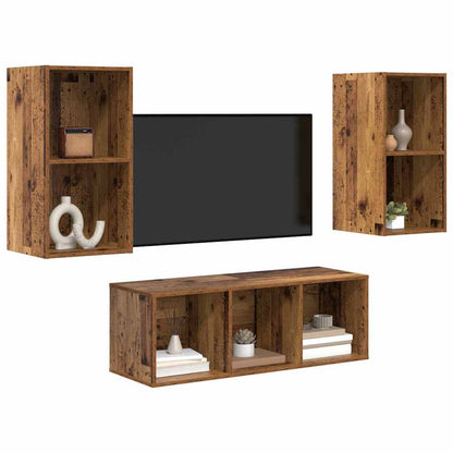 Set mobile TV 3 pcs Legno vecchio Legno multistrato