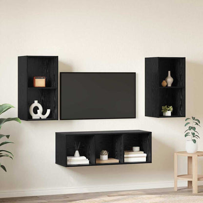 Set mobile TV 3 pcs Rovere Nero Legno multistrato