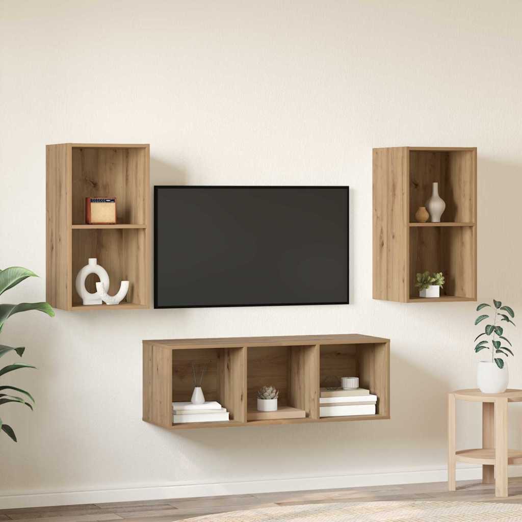 Set mobile TV 3 pcs Rovere artigianale Legno multistrato