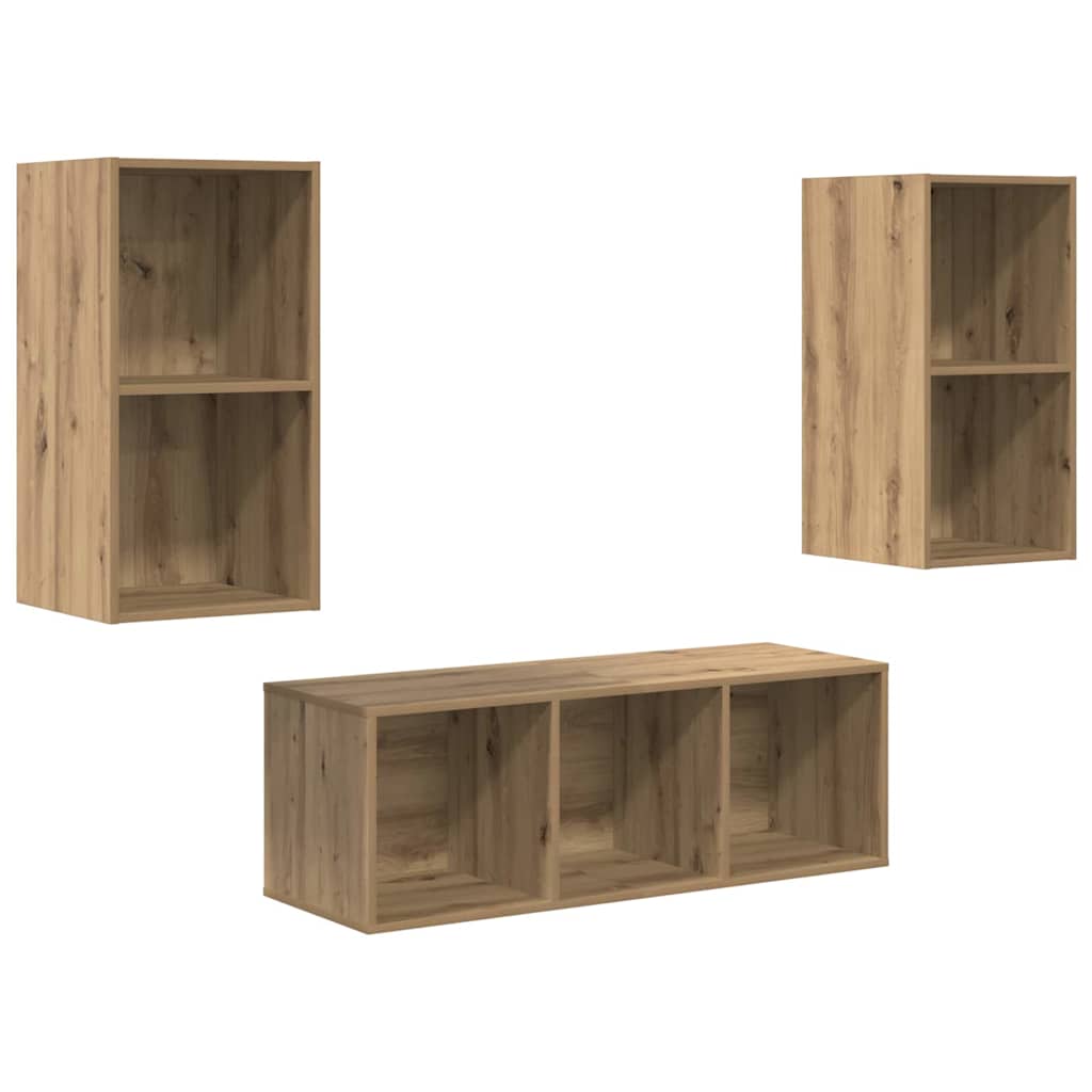 Set mobile TV 3 pcs Rovere artigianale Legno multistrato