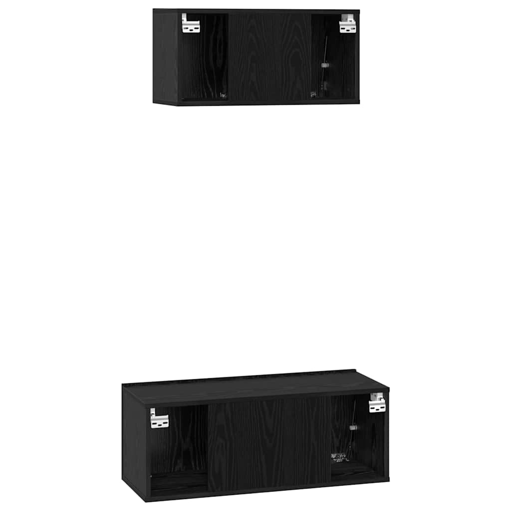 Set mobile TV 2 pcs Rovere Nero Legno multistrato | homemem39