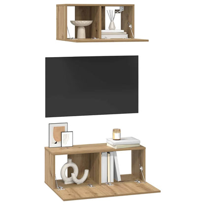Set mobile TV 2 pcs Rovere artigianale Legno multistrato