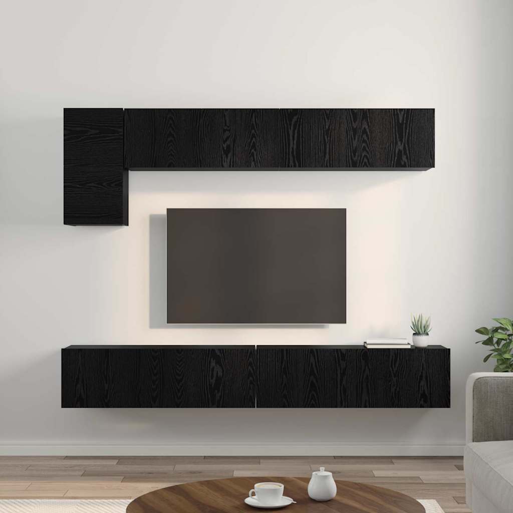 Set mobile TV 5 pcs Rovere Nero Legno multistrato